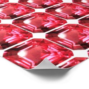Octagon shaped Ruby Gemstone July Birthstone Red Poster