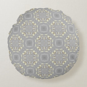 Octagons and Circles Retro Pattern Round Cushion