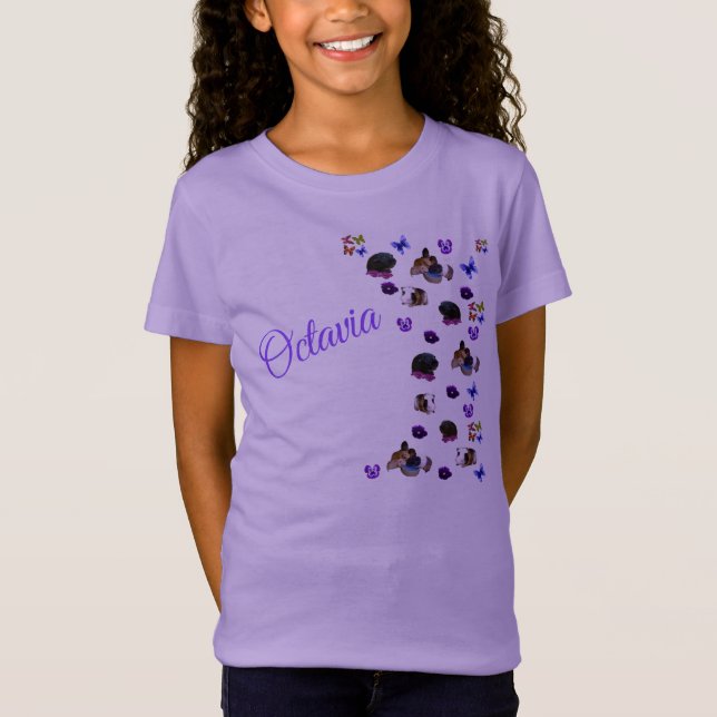 "Octavia", Girls Name Logo, With Guinea Pigs, T-Shirt (Front)