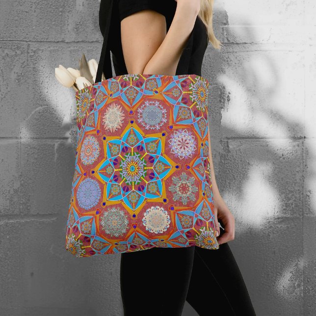 Octo brightener arabesque Moorish Red style  Tote Bag (Creator Uploaded)