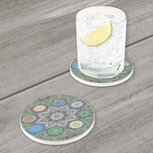Octo brightener arabesque Moorish Stone green  Coaster (Creator Uploaded)