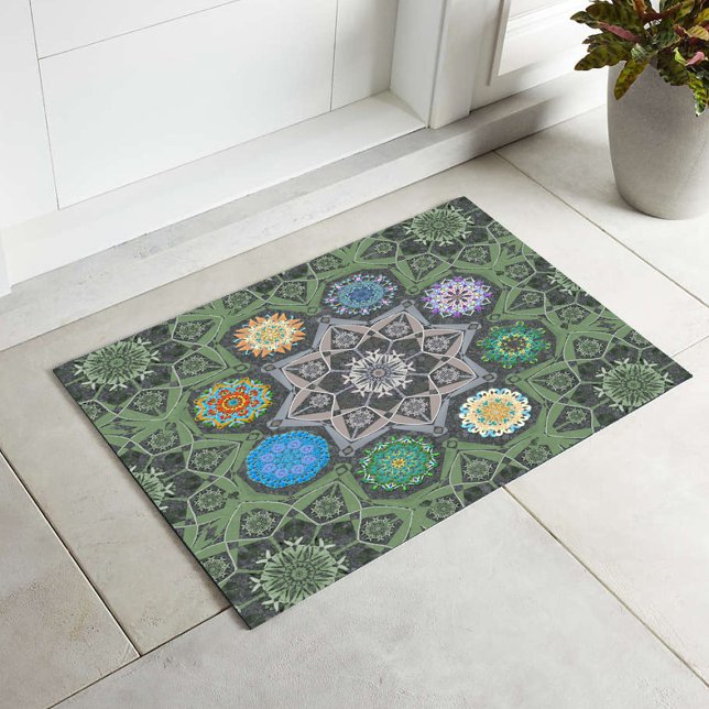 Octo brightener arabesque Moorish Stone Green Doormat (Creator Uploaded)