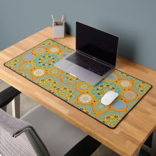 Octo brightener arabesque Moorish tangerine style  Desk Mat