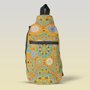 Octo brightener arabesque Moorish tangerine style  Sling Bag