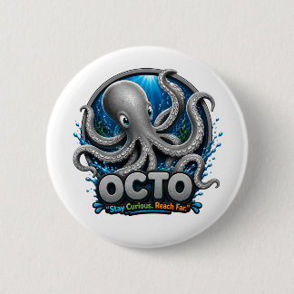 Octo Octopus – Stay Curious. Reach Far. 6 Cm Round Badge