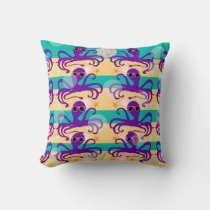 Octo Party Octopus Pattern Fun Cartoon Art Cushion