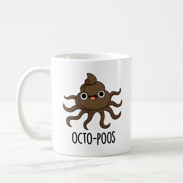 Octo-poos Funny Octopus Pun  Coffee Mug (Left)