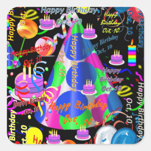 October, 10 Kids Birthday Stickers