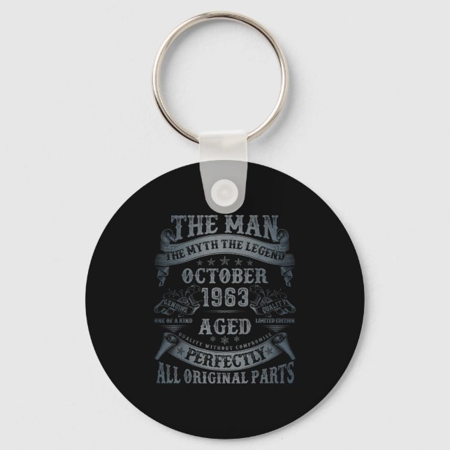 October 1963 62 Year Old Bday For Men 62nd Birthda Key Ring (Front)