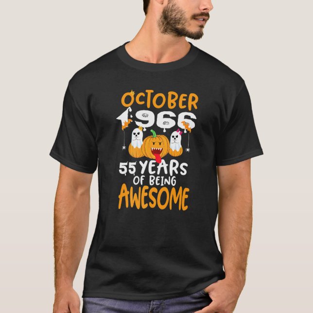 October 1966 55 Years Of Being Awesome 55th Birthd T-Shirt (Front)