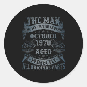 October 1970 55 Year Old Bday For Men 55th Birthda Classic Round Sticker