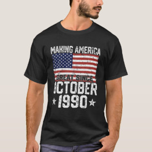 October 1990 American Flag 31St Birthday Gifts 31 T-Shirt