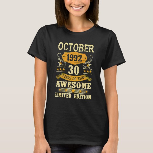 October 1992  30 Year Of Being Awesome T-Shirt (Front)