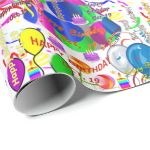 October, 19 Birthday Gift Wrapping Paper