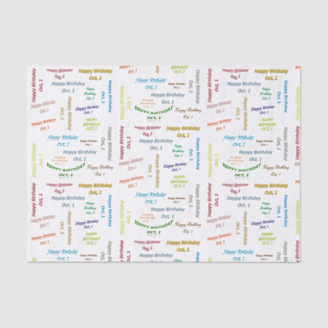 October, 1 Birthday Tissue Paper (Front)