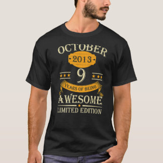October 2013 9 Years Of Being Awesome Retro 9th Bi T-Shirt