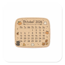October 2026 Calendar Sticker | Halloween