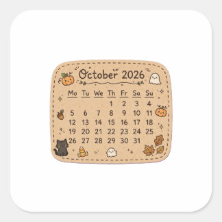 October 2026 Calendar Sticker | Halloween