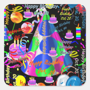 October, 20 Kids Birthday Stickers