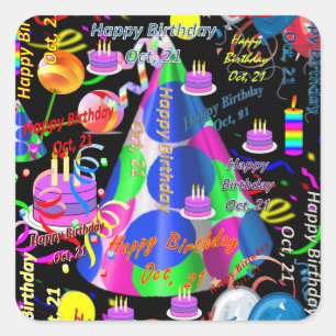 October, 21 Kids Birthday Stickers