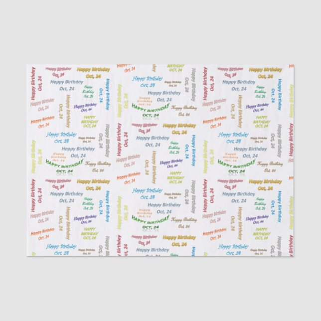 October, 24 Birthday Tissue Paper (Front)