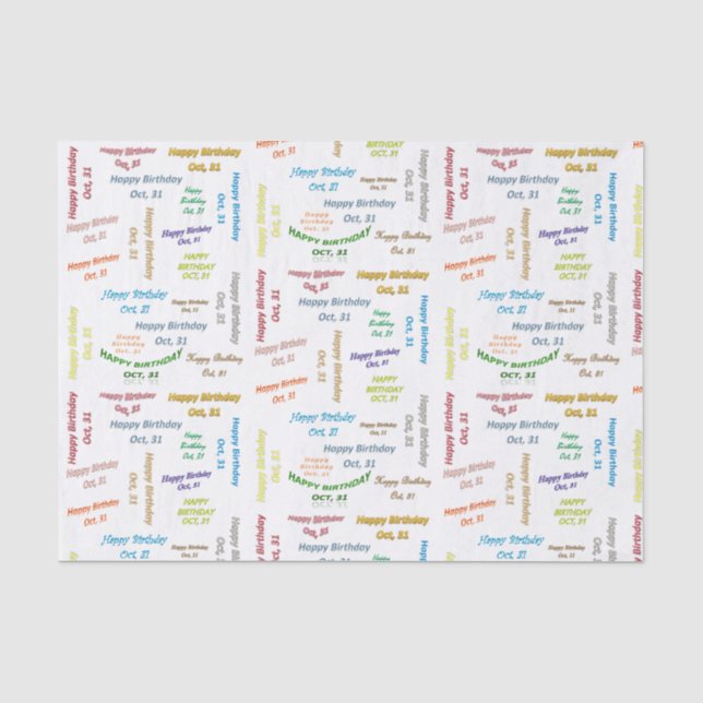 October, 31 Birthday Tissue Paper (Front)