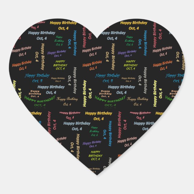 October, 4 Birthday Sticker (Front)