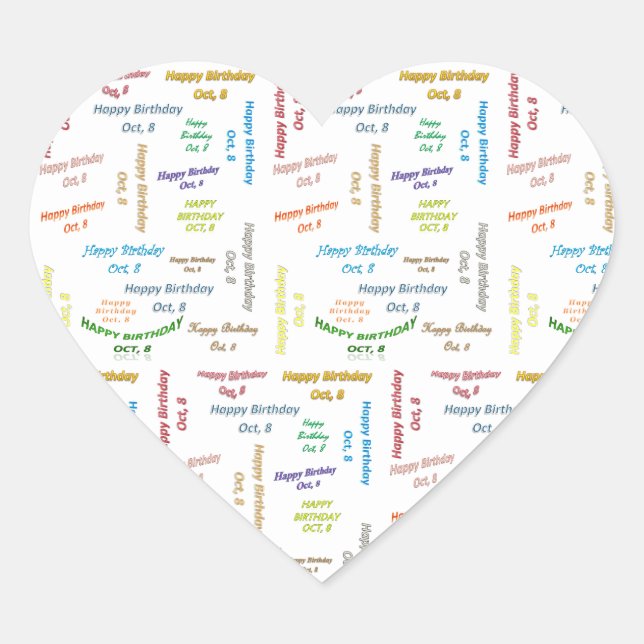 October, 8 Birthday Sticker (Front)