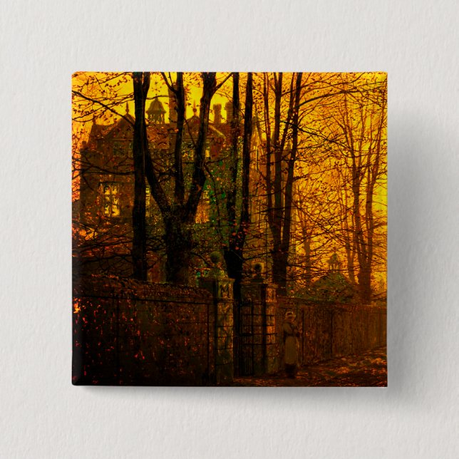 October Afterglow John Atkinson Grimshaw 15 Cm Square Badge (Front)