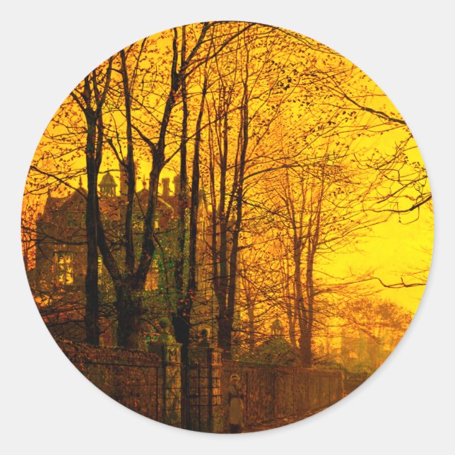October Afterglow John Atkinson Grimshaw Classic Round Sticker (Front)