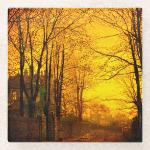 October Afterglow John Atkinson Grimshaw Glass Coaster