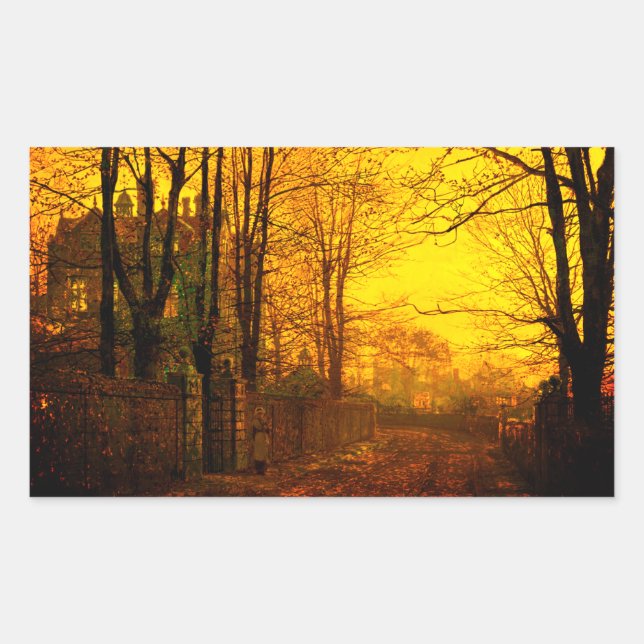 October Afterglow John Atkinson Grimshaw Rectangular Sticker (Front)