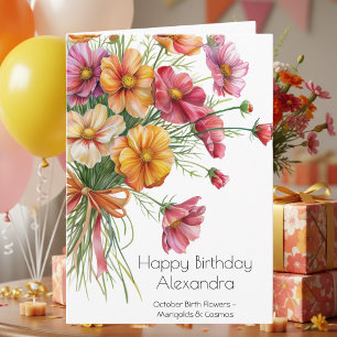 October Birth Flower Birthday Card Marigolds