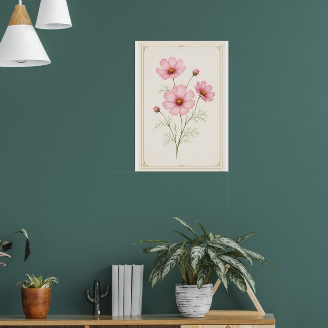 October Birth Flower Wall Art Print, Cosmos print (Living Room 1)