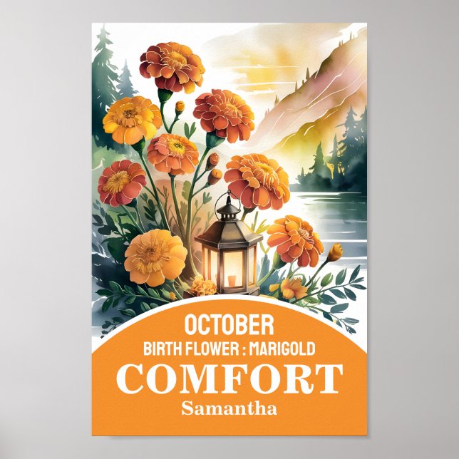 October Birth Month Flower Christian Nursery Art Poster (Front)