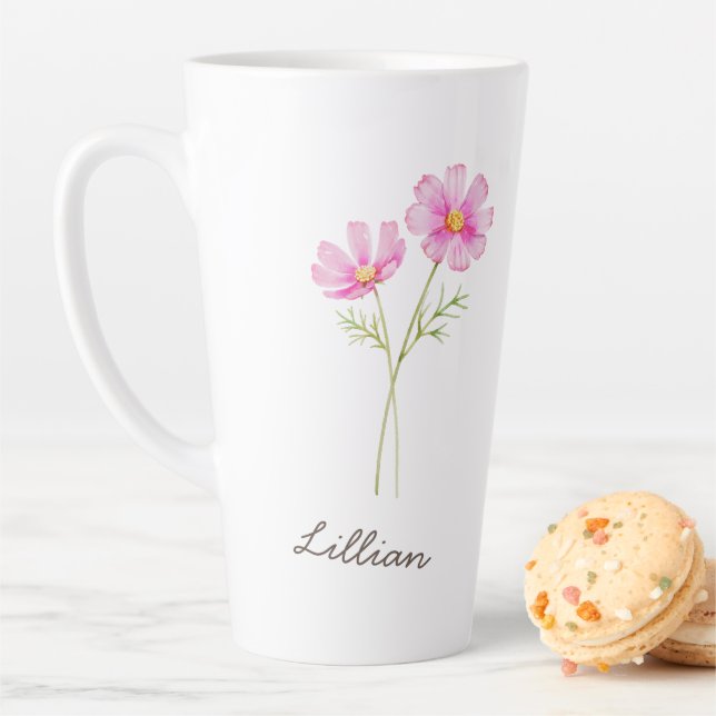 October Birth Month Flower Cosmos Latte Mug (In Situ)