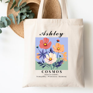 October Birth Month Flower Cosmos Retro Shopping Tote Bag