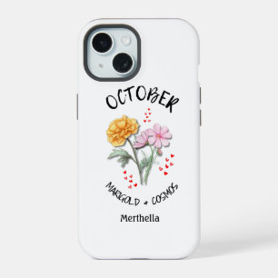 OCTOBER Birth Month Flower Custom Name Christian iPhone 15 Case
