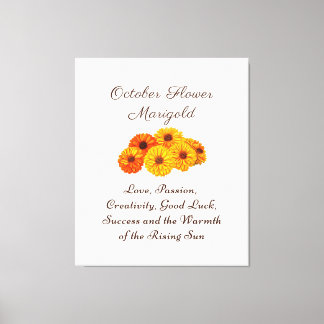 October Birth Month Flower Marigold Elegant  Canvas Print