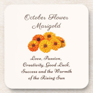 October Birth Month Flower Marigold Elegant Coaster