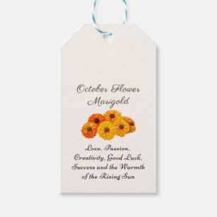 October Birth Month Flower Marigold Elegant Gift Tags