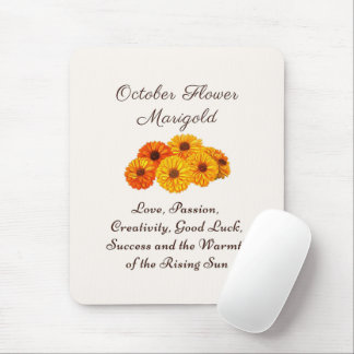 October Birth Month Flower Marigold Elegant  Mouse Pad