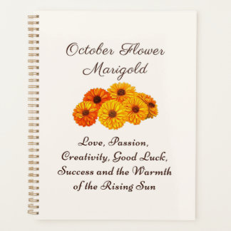 October Birth Month Flower Marigold Elegant  Planner