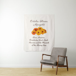 October Birth Month Flower Marigold Elegant  Tapestry