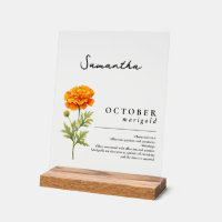 October Birth Month Flower Marigold Personalised