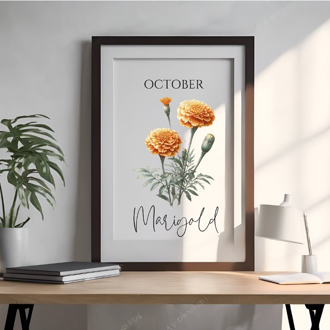 October Birth Month Marigold Floral Poster (Creator Uploaded)