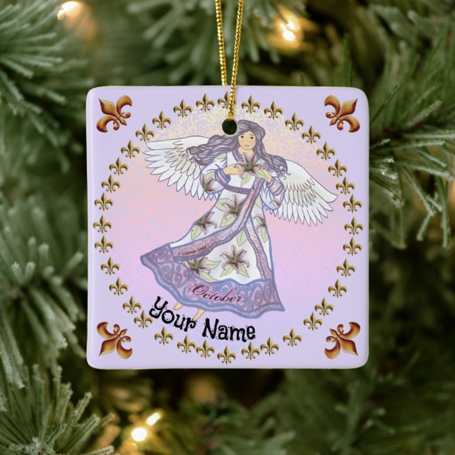 October Birthday Angel birthday custom ornaments (Tree)