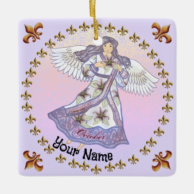 October Birthday Angel ornament (Front)