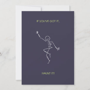 October Birthday Dancing Skeleton - Purple Holiday Card
