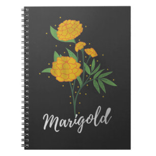 October birthday gift marigold flower vintage notebook